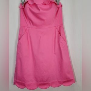 Vineyard Vines Pink Strapless Scalloped Collar Short Dress Sz. 10